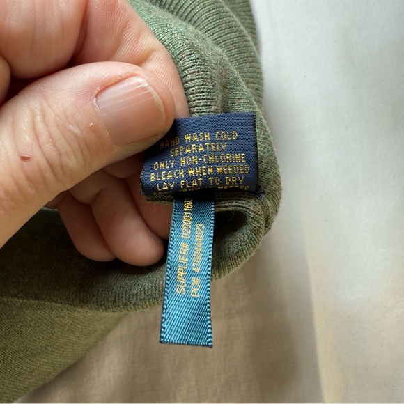 Polo Ralph Lauren Sweater Men Size XL Olive Green Long Sleeve V Neck Pima Cotton - Picture 8 of 9